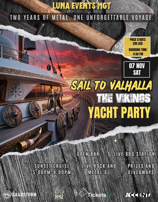 SAIL TO VALHALLA: The Vikings Yacht Party Poster